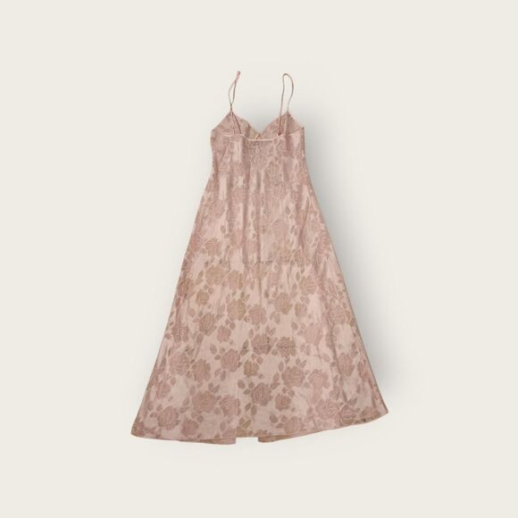 Vintage 90s Victoria's Secret baby pink sheer floral maxi slip dress Size L - Picture 2 of 4